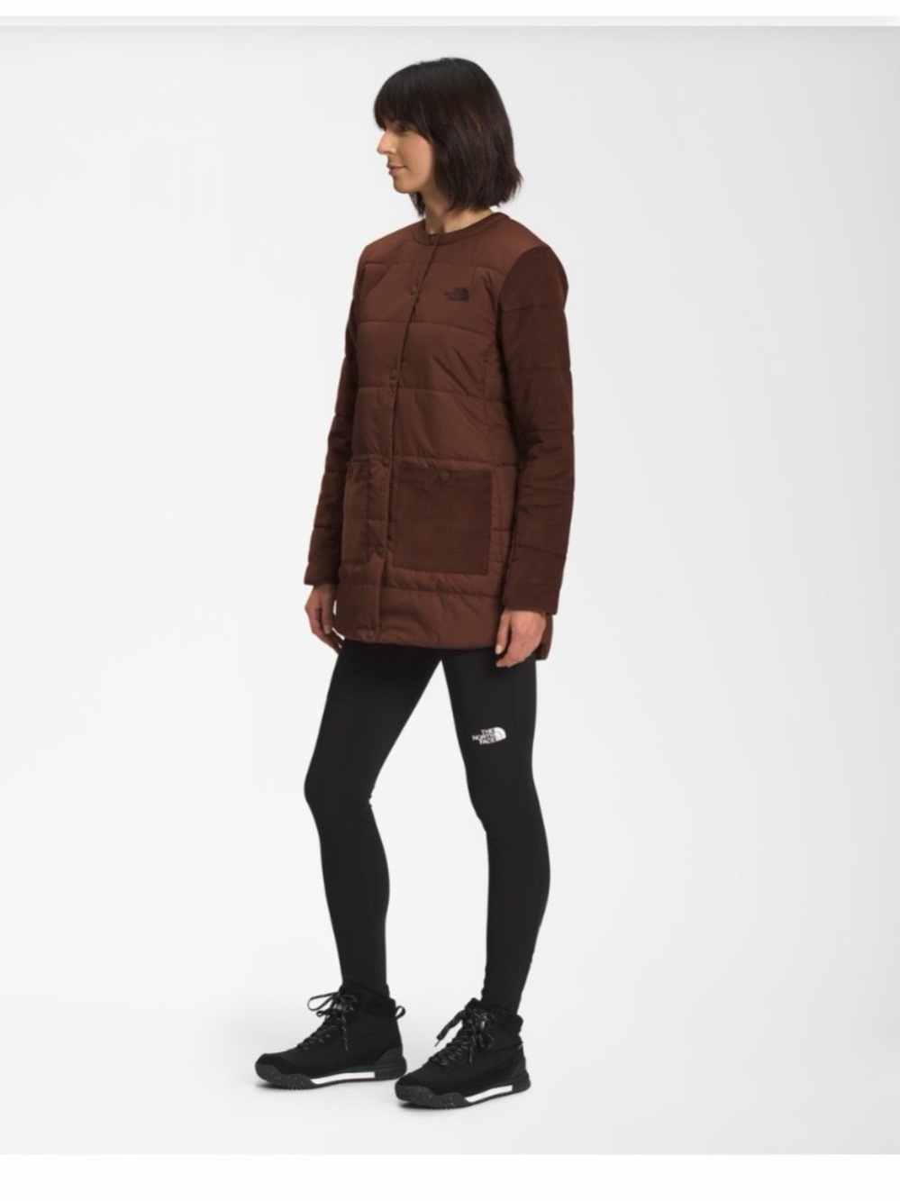 The North Face Women's Brown Quilted Button Puffer Coat